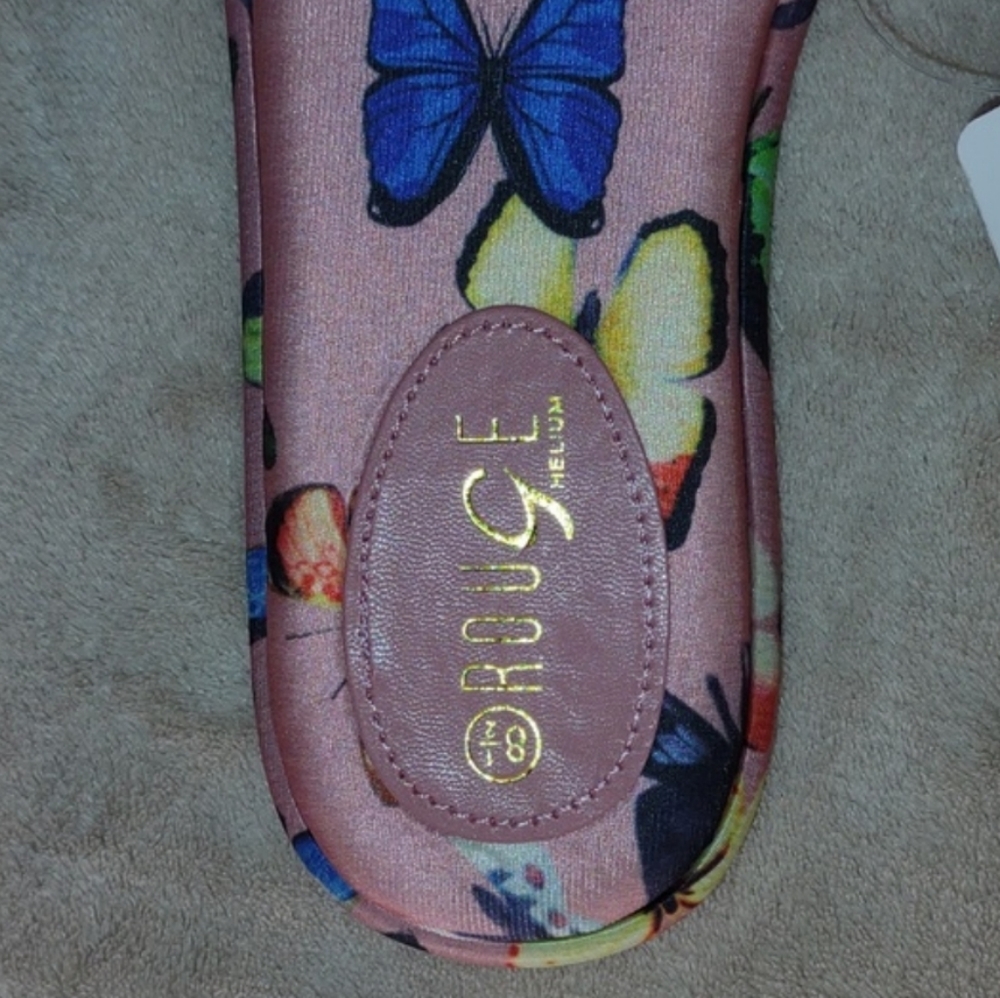 👣ROUGE! Mellow Rhinestone Band Printed Slide Sandals in Pink - Picture 9 of 11